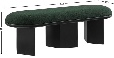 Linden Green Boucle Fabric Upholstered Bench, 1 Piece