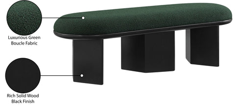 Linden Green Boucle Fabric Upholstered Bench, 1 Piece