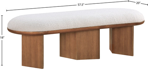Linden Cream Boucle Fabric Upholstered Bench, 1 Piece (Style 3)