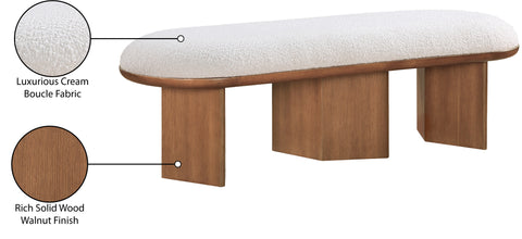 Linden Cream Boucle Fabric Upholstered Bench, 1 Piece (Style 3)