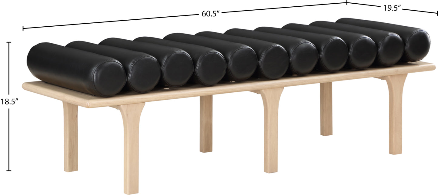 dimple black vegan leather bench