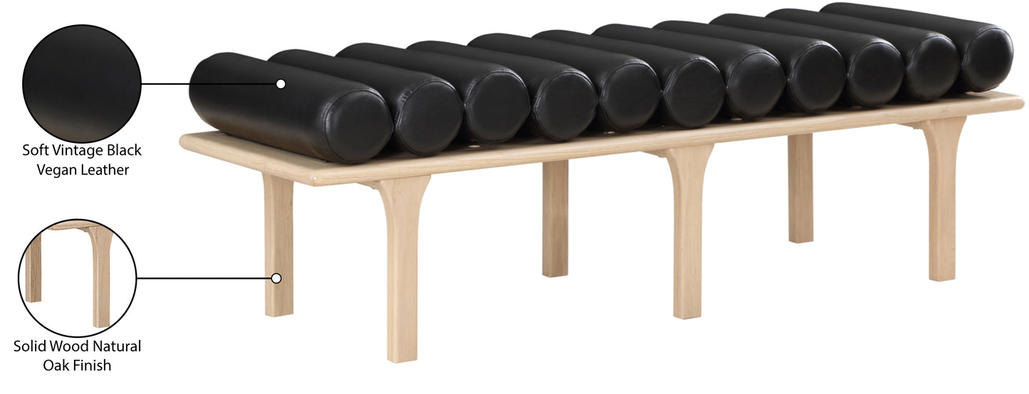 dimple black vegan leather bench