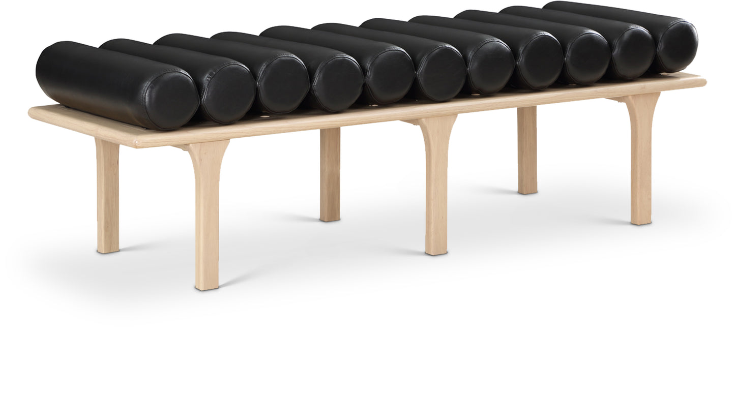 dimple black vegan leather bench