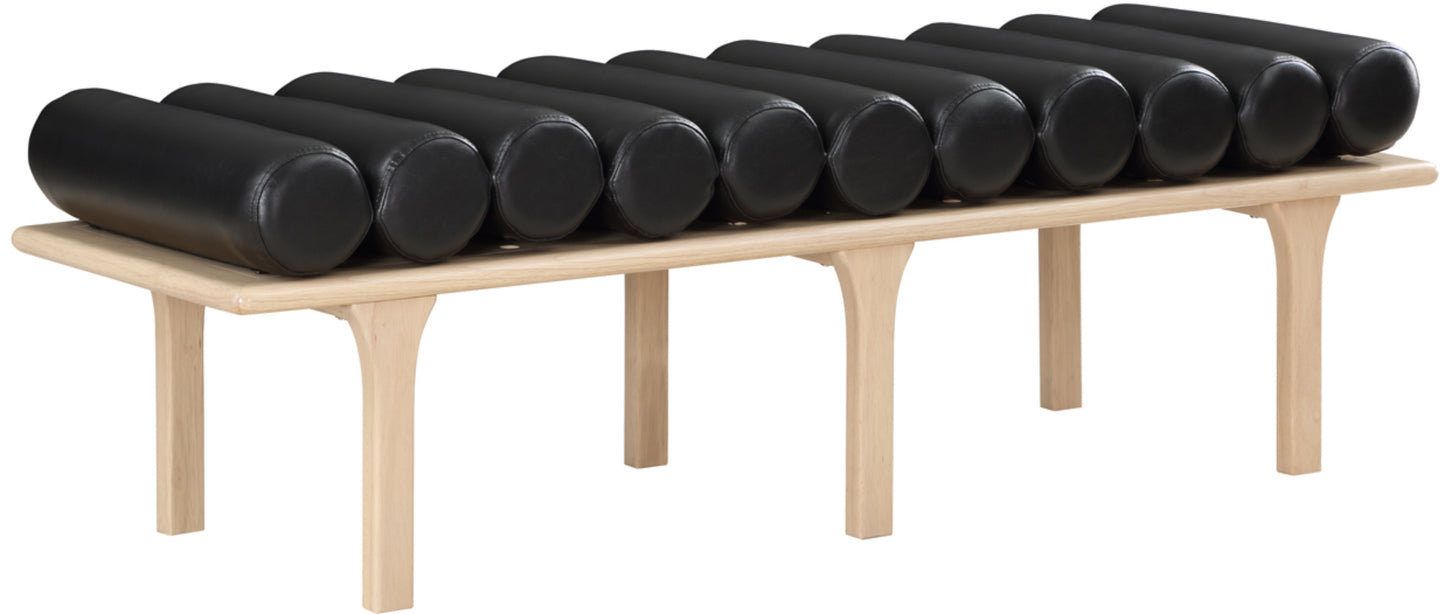 dimple black vegan leather bench