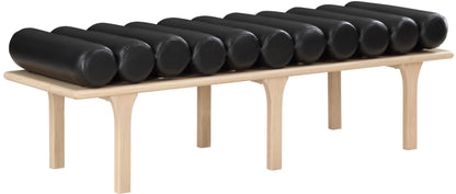 Dimple Black Vegan Leather Bench