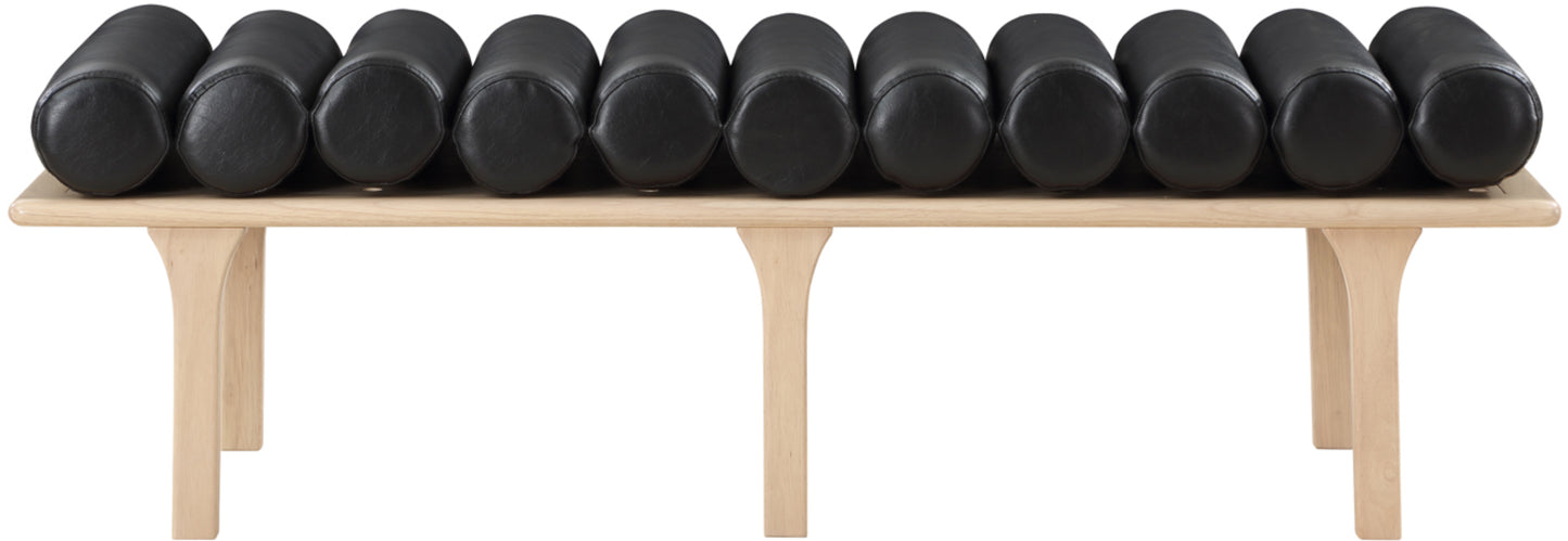 dimple black vegan leather bench