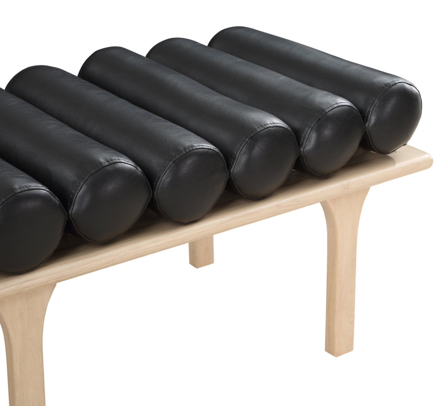 immerse black faux leather bench black