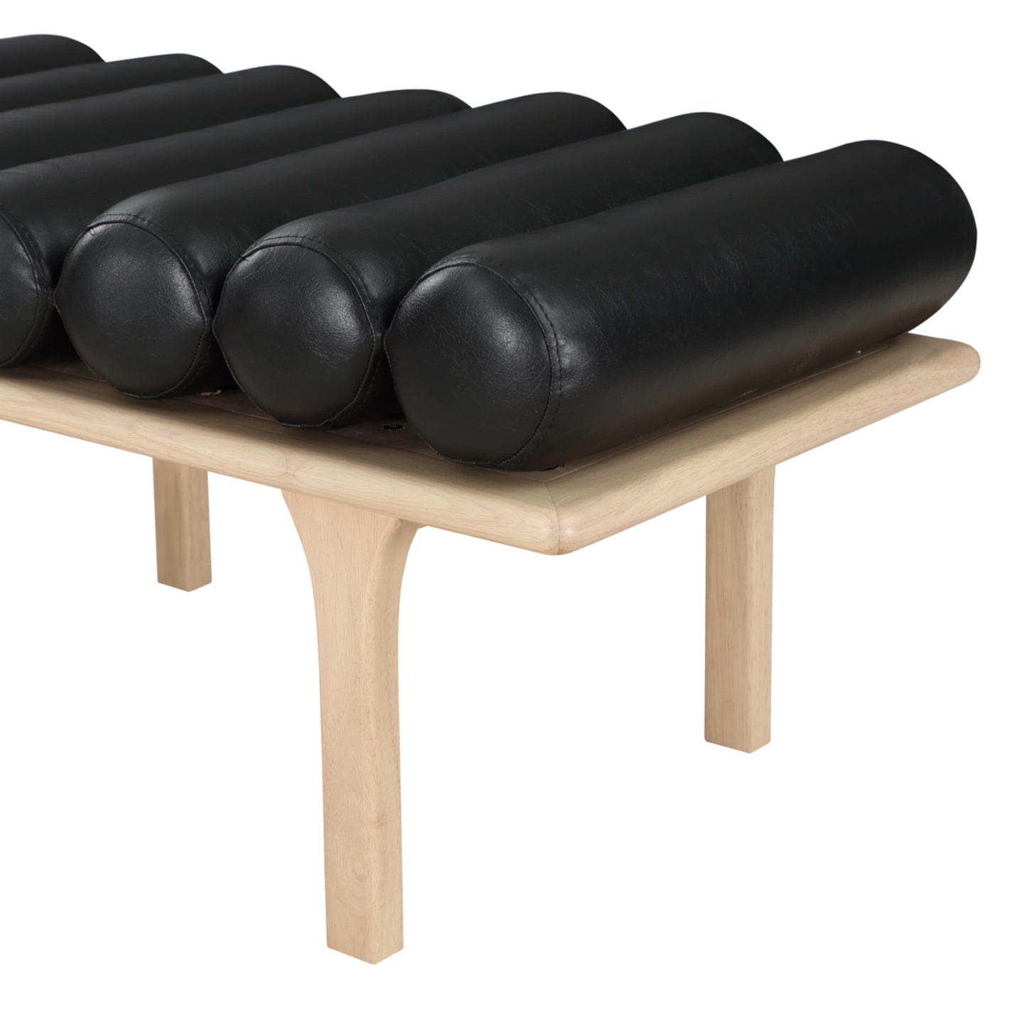 immerse black faux leather bench black