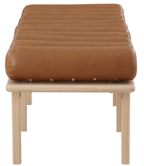 Immerse Cognac Faux Leather Bench Cognac