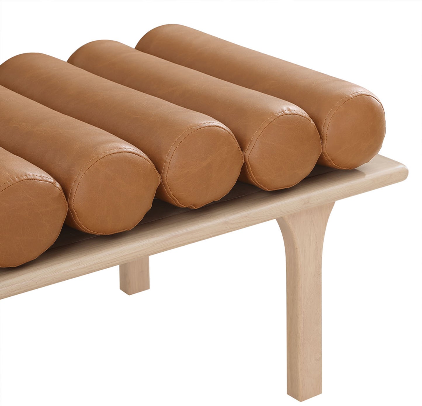 immerse cognac faux leather bench cognac