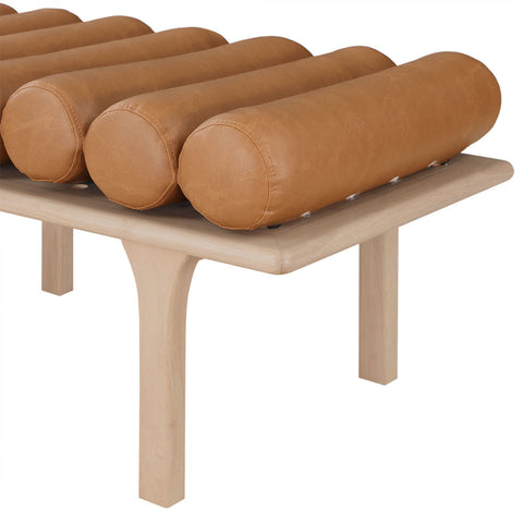 Immerse Cognac Faux Leather Bench Cognac