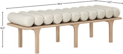 Dimple Cream Vegan Leather Bench