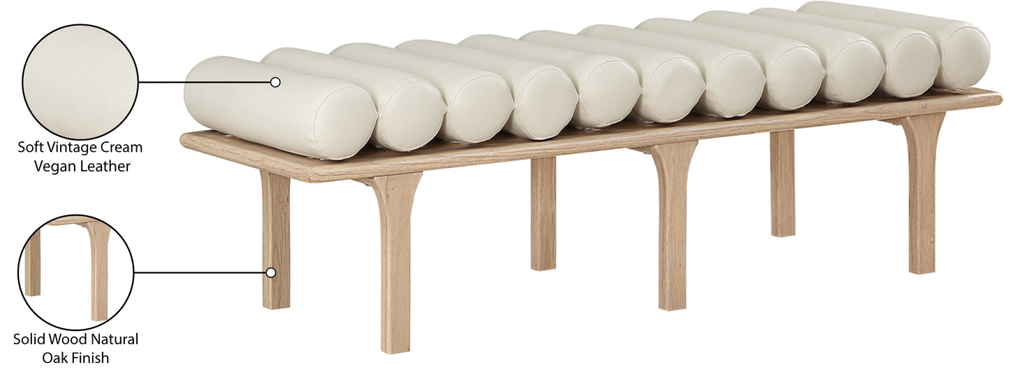 dimple cream vegan leather bench