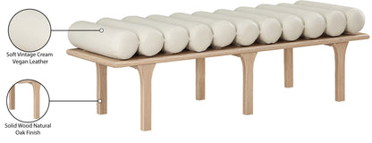 Dimple Cream Vegan Leather Bench