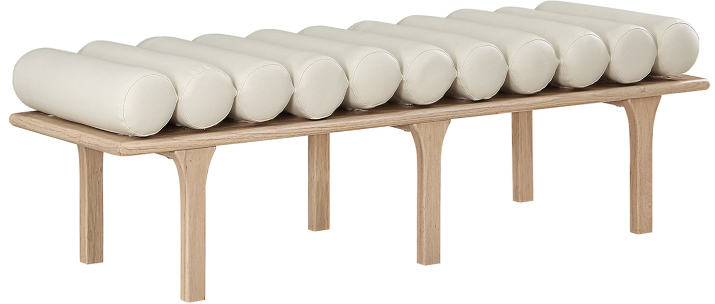 dimple cream vegan leather bench