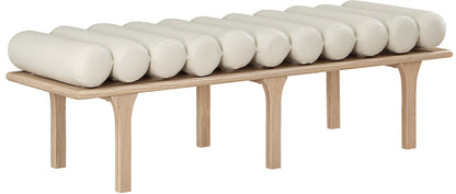 Dimple Cream Vegan Leather Bench