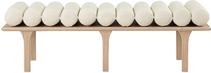 Dimple Cream Vegan Leather Bench