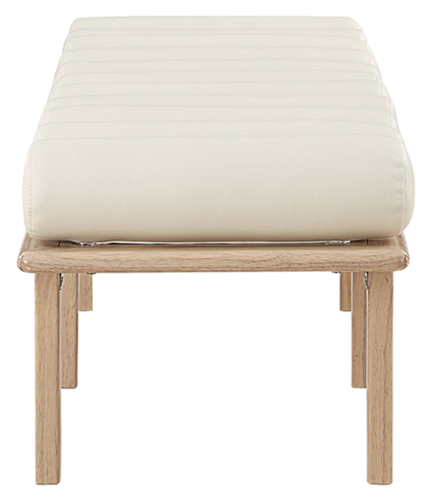 dimple cream vegan leather bench