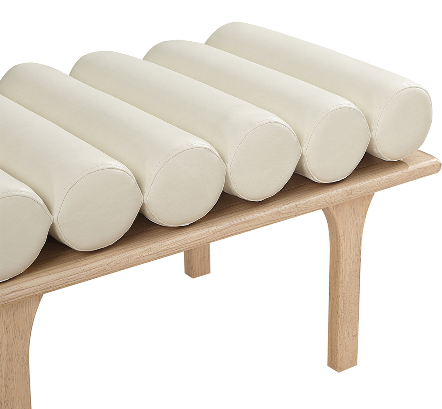 dimple cream vegan leather bench