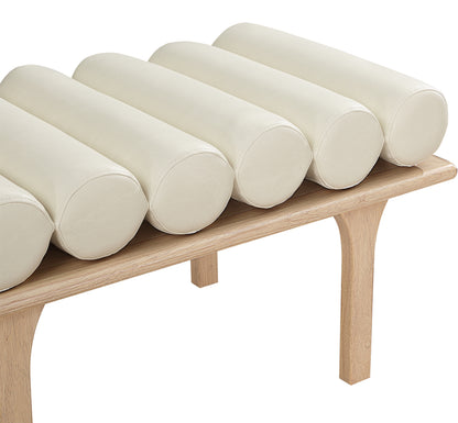 Dimple Cream Vegan Leather Bench