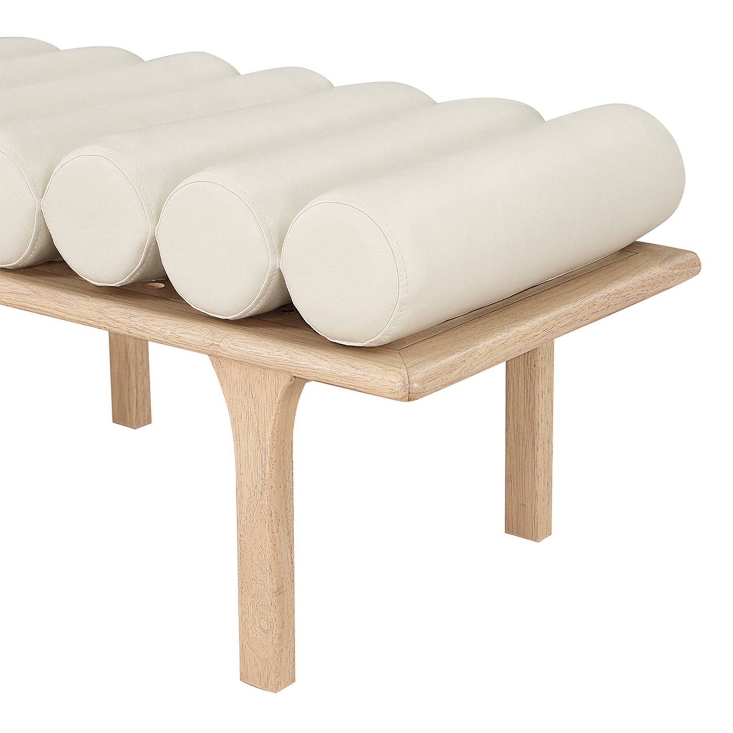 dimple cream vegan leather bench