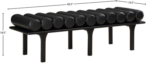Briar Black Vegan Leather Upholstered Bench, 1 Piece (Style 2)