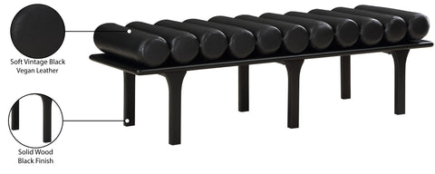 Briar Black Vegan Leather Upholstered Bench, 1 Piece (Style 2)