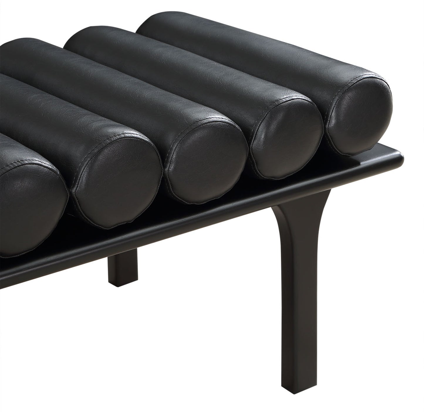 immerse black faux leather bench black