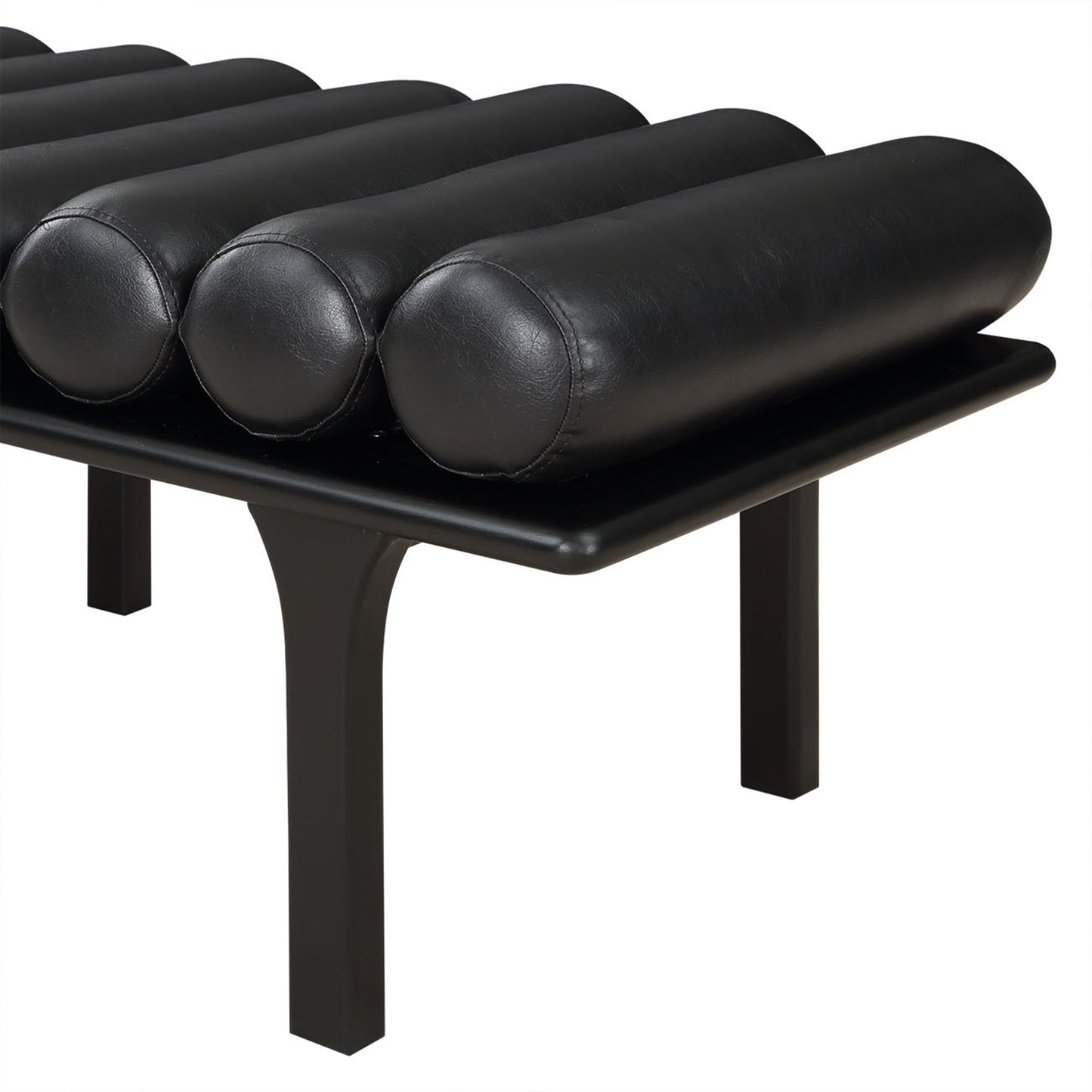 immerse black faux leather bench black