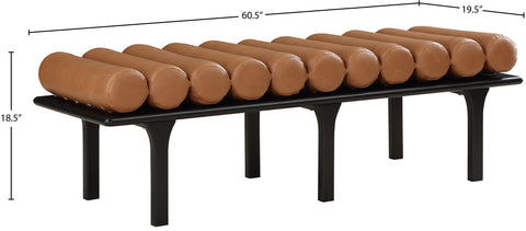 Briar Cognac Vegan Leather Upholstered Bench, 1 Piece (Style 2)