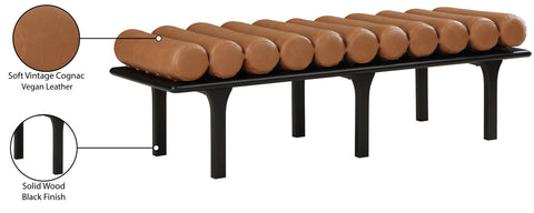 Briar Cognac Vegan Leather Upholstered Bench, 1 Piece (Style 2)