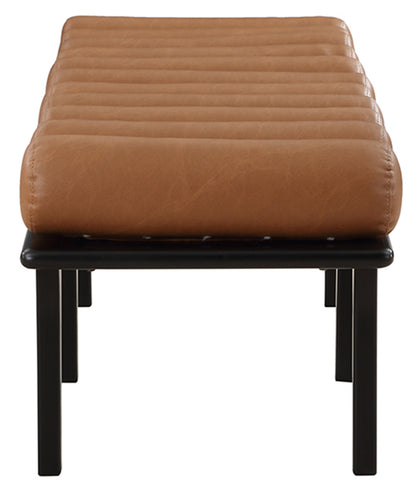 Immerse Cognac Faux Leather Bench Cognac