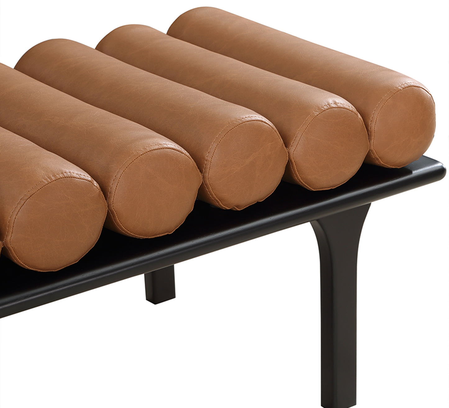 immerse cognac faux leather bench cognac