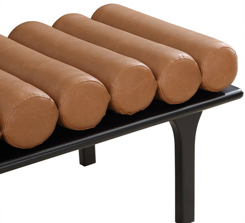 Immerse Cognac Faux Leather Bench Cognac