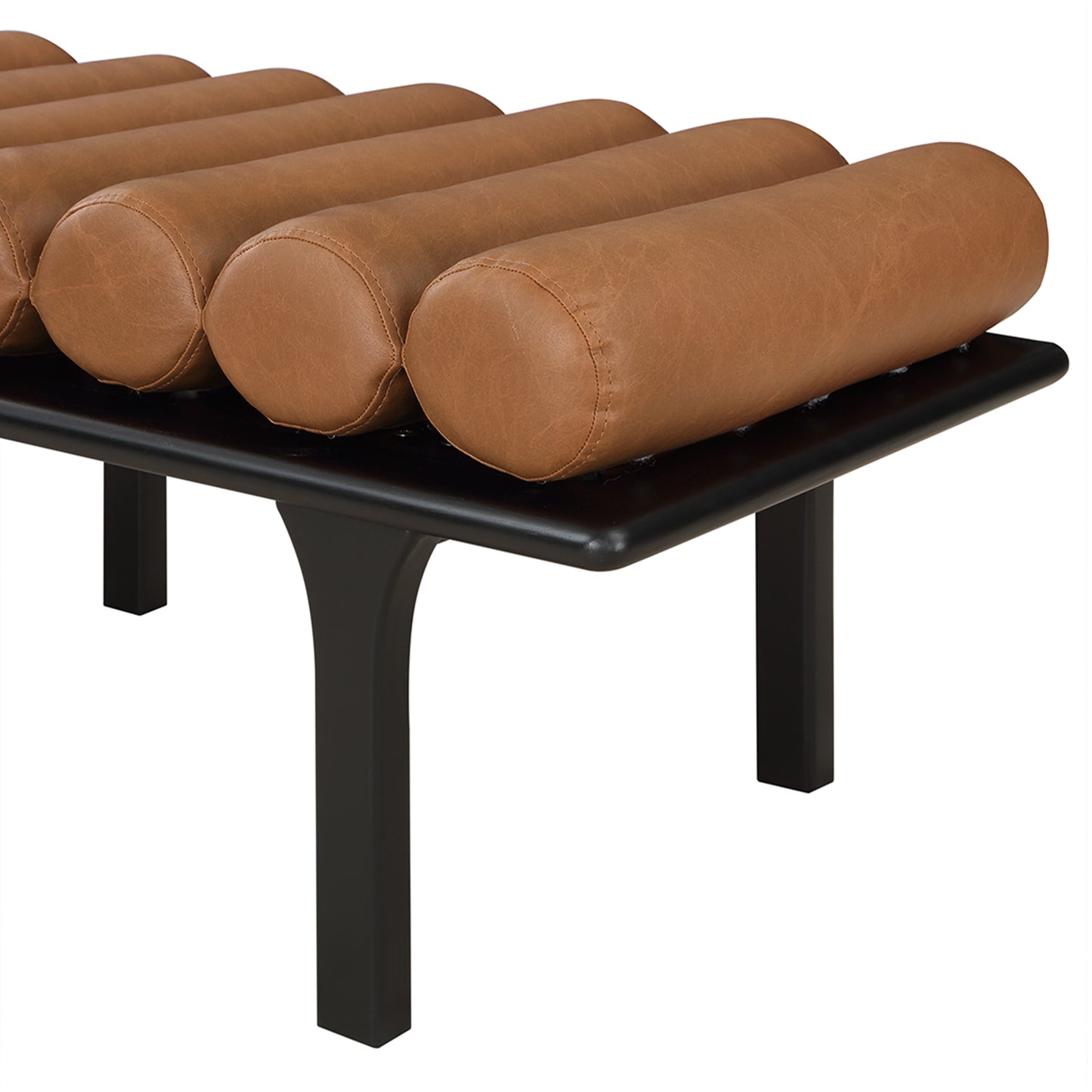 immerse cognac faux leather bench cognac