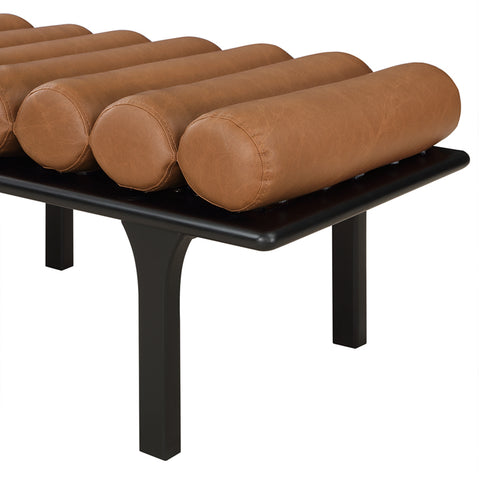 Immerse Cognac Faux Leather Bench Cognac