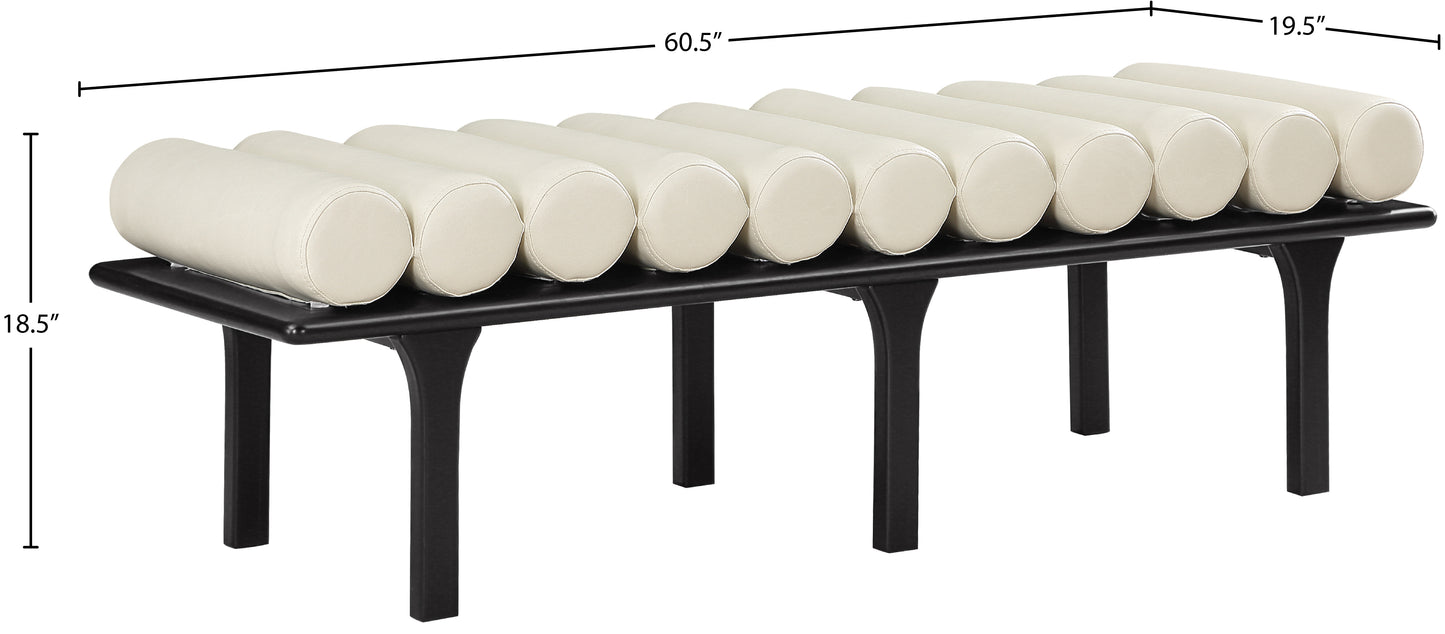 dimple cream vegan leather bench