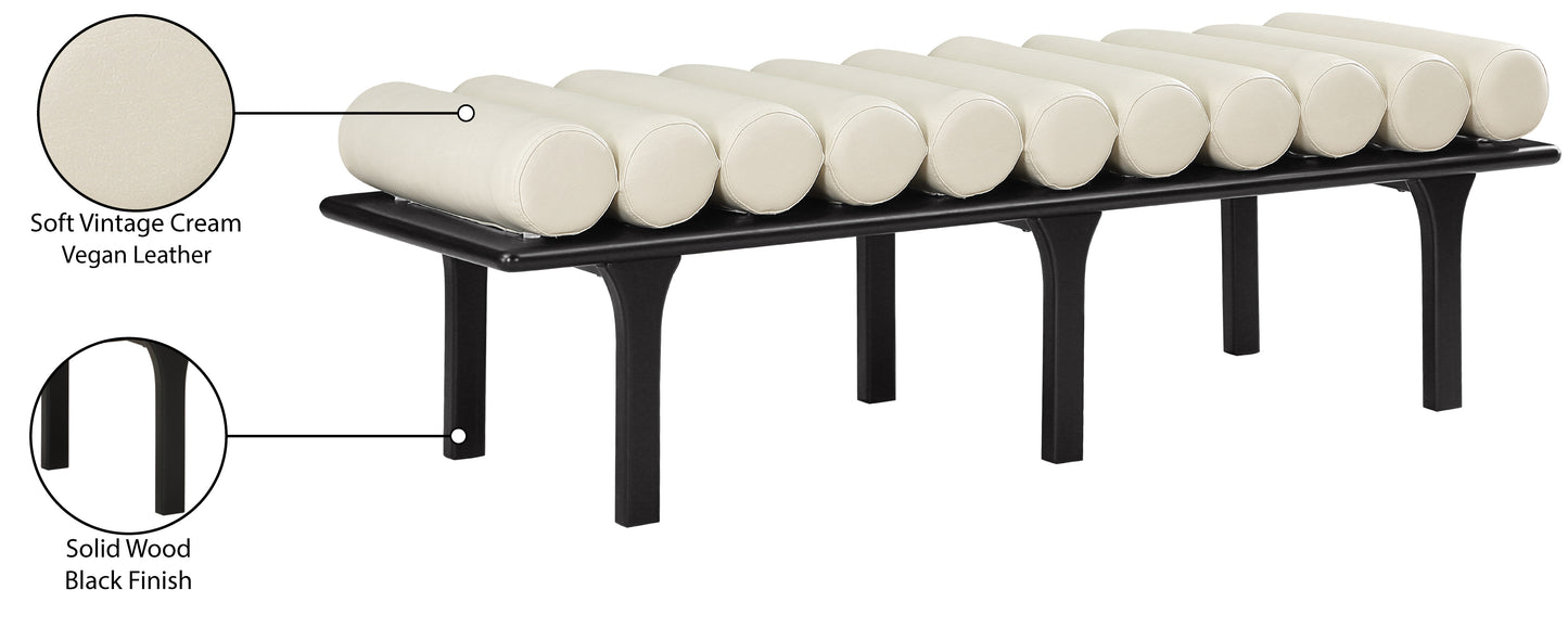 dimple cream vegan leather bench