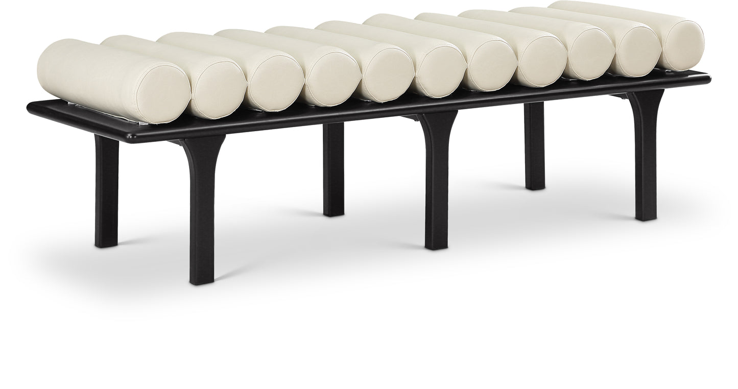 dimple cream vegan leather bench