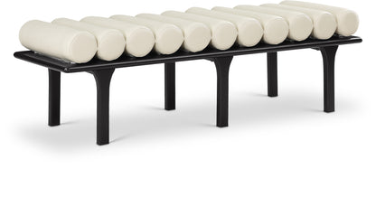 Dimple Cream Vegan Leather Bench