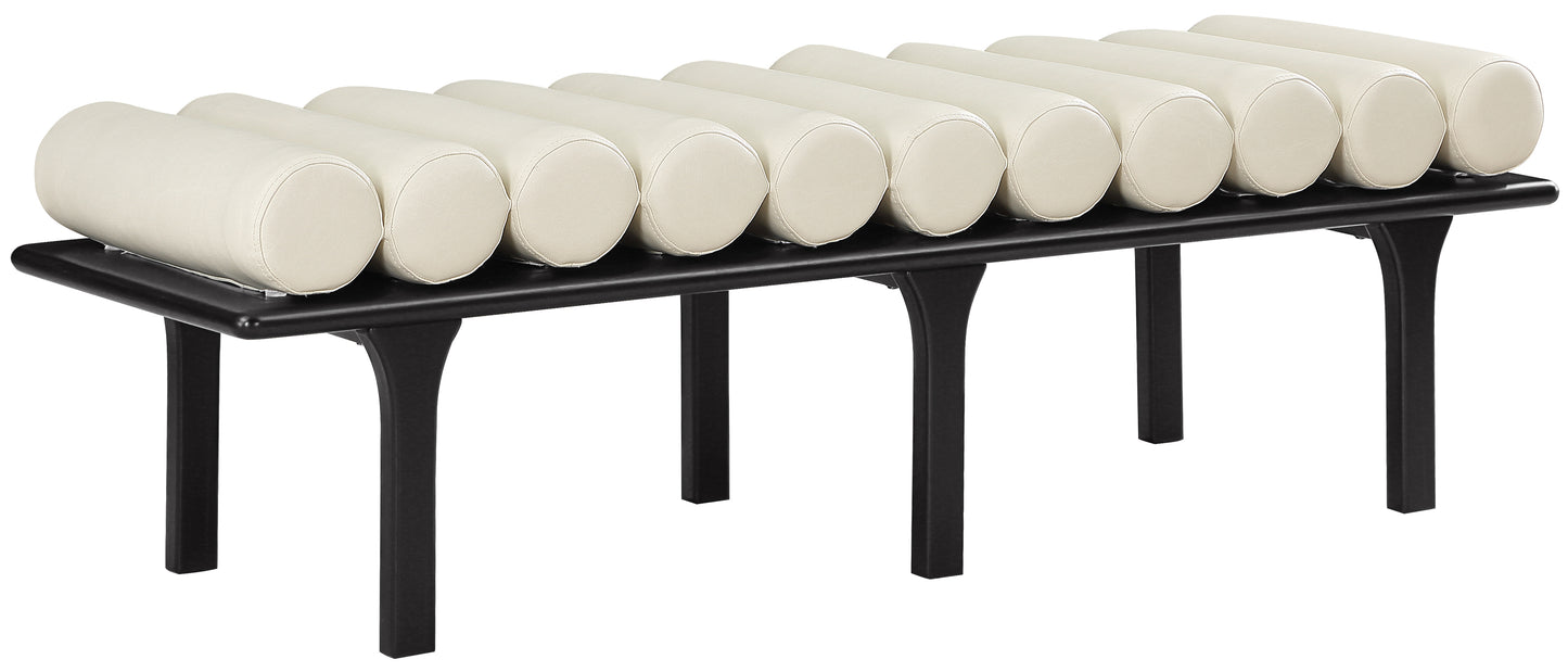 dimple cream vegan leather bench