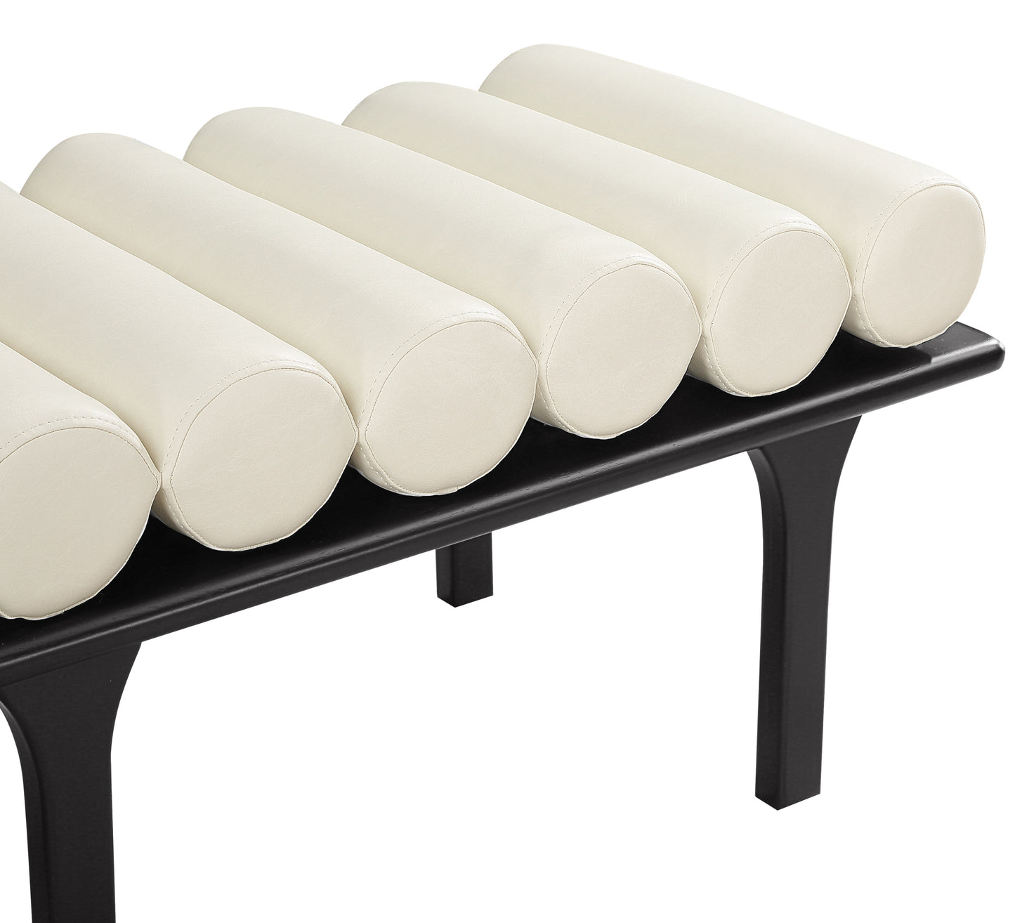 dimple cream vegan leather bench