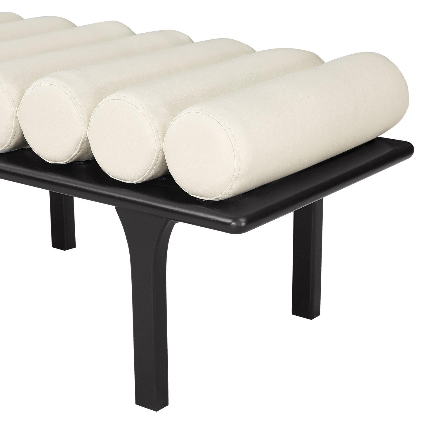 dimple cream vegan leather bench