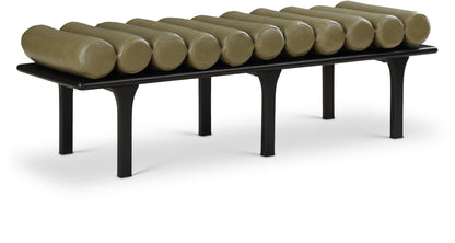 Dimple Olive Green Vegan Leather Bench