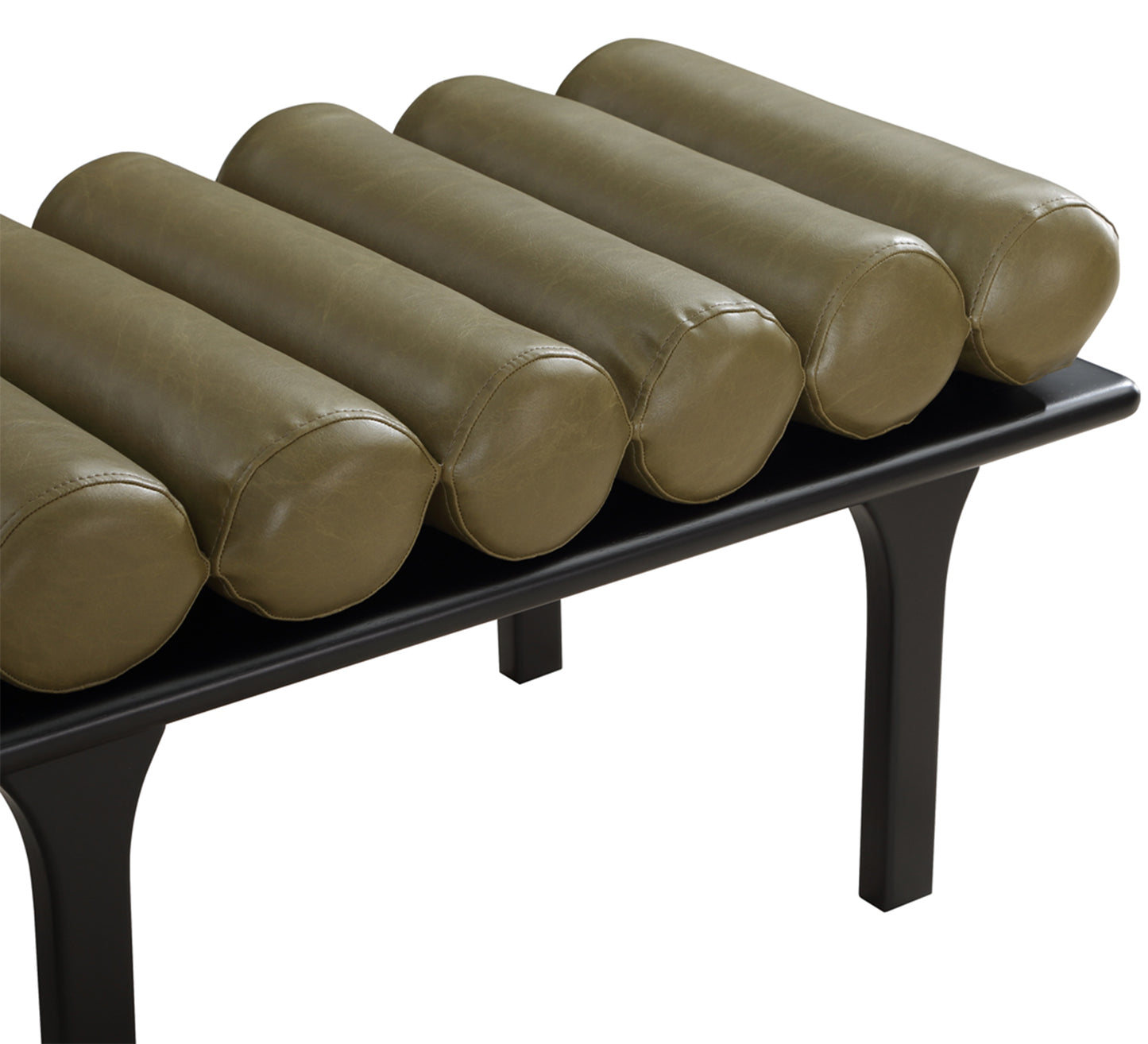 immerse olive green faux leather bench olive