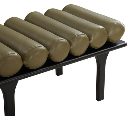 Immerse Olive Green Faux Leather Bench Olive