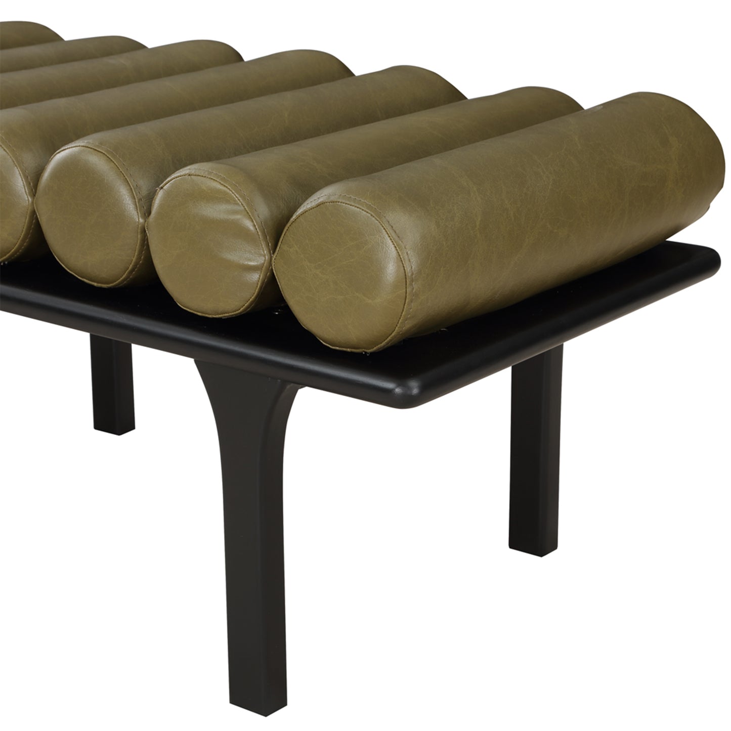 immerse olive green faux leather bench olive