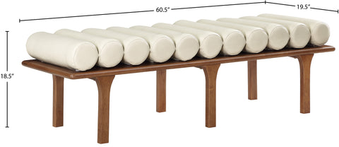 Briar Cream Vegan Leather Upholstered Bench, 1 Piece (Style 3)