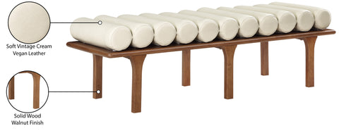 Briar Cream Vegan Leather Upholstered Bench, 1 Piece (Style 3)