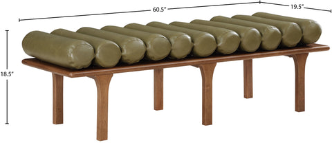 Briar Olive Green Vegan Leather Upholstered Bench, 1 Piece (Style 2)